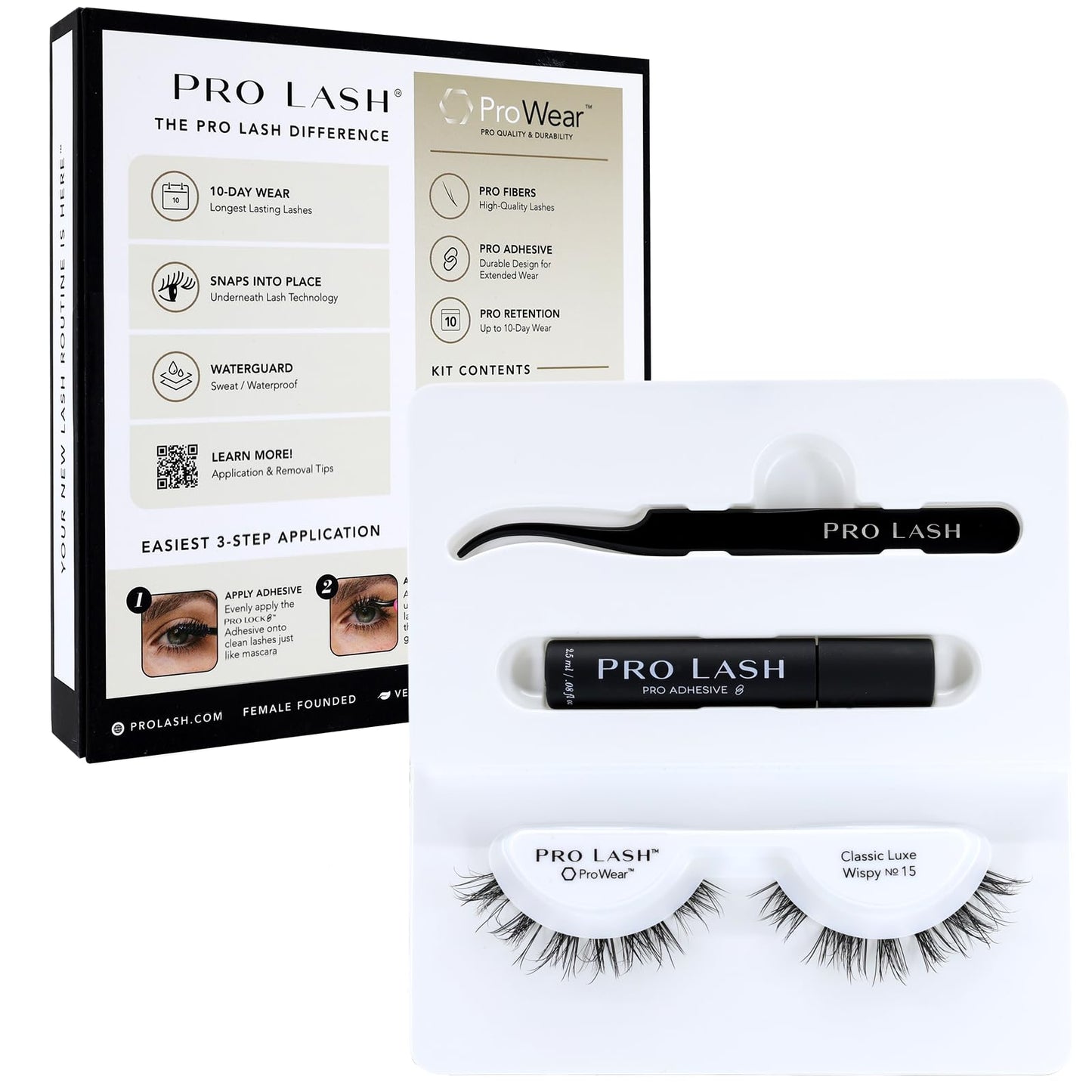 Pro Lash ProWear Mini Lash Clusters Kit - Easiest to Apply Lashes - 10-Day Cluster Eyelash Extensions - False Eyelashes Plus Adh