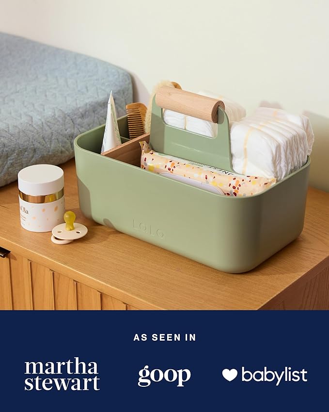 Lalo The Caddy - Multi-Purpose Storage Solution with Removable Dividers, Perfect as a Diaper Caddy, Bath Time Organizer & Art Caddy, BPA-Free, Multiple Compartments - Coconut