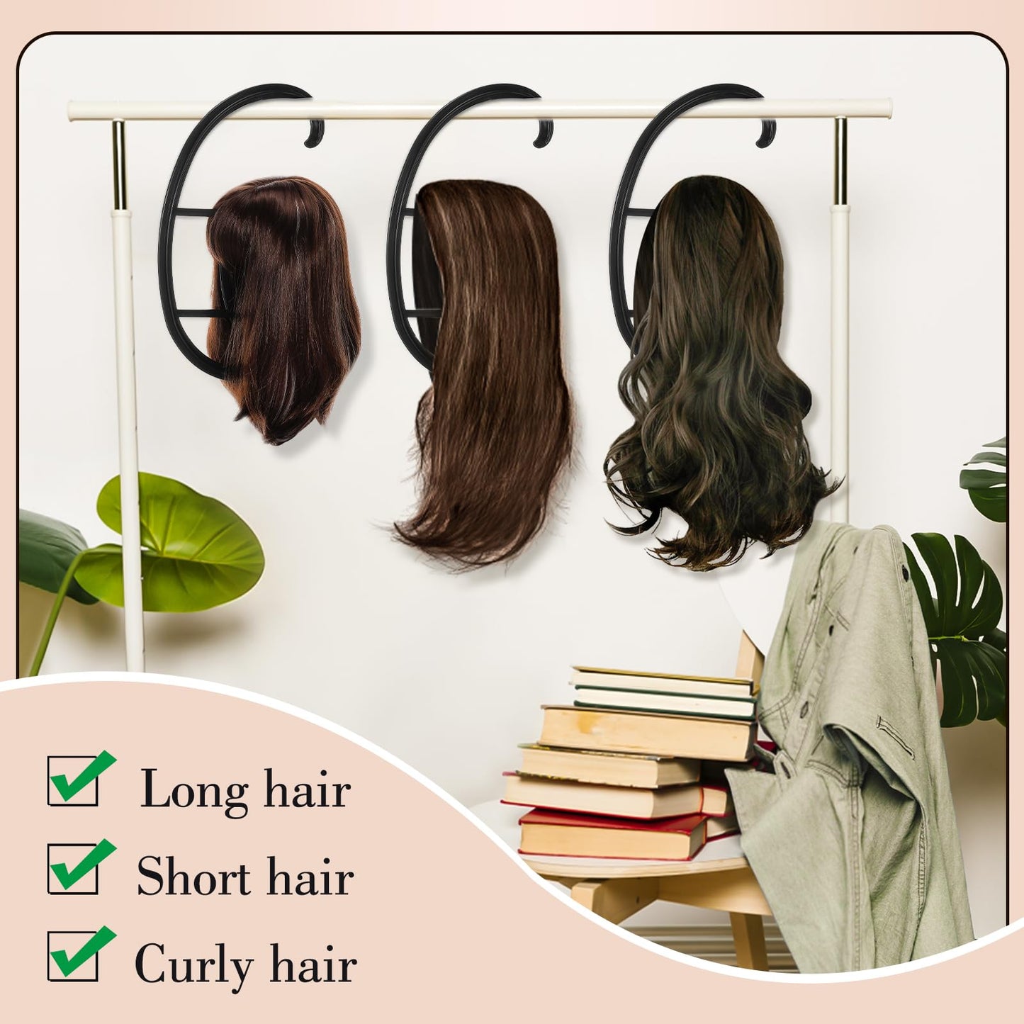 obeoby Hanging Wig Stand, Collapsible Wig Hanger Portable Hanging Stand For Wigs