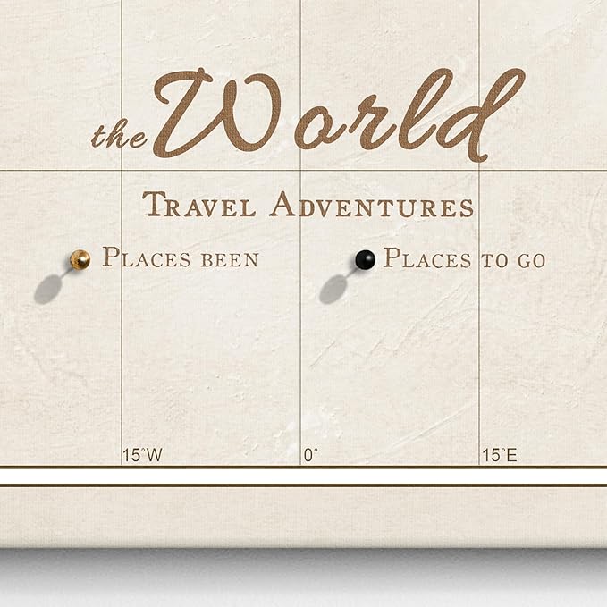 Canvas World Map with Cork Pin Board - English Lettering - Decorative Wall Decoration for All Rooms - Canvas Pictures with World Map Motif (150x100 cm, Pattern 22)