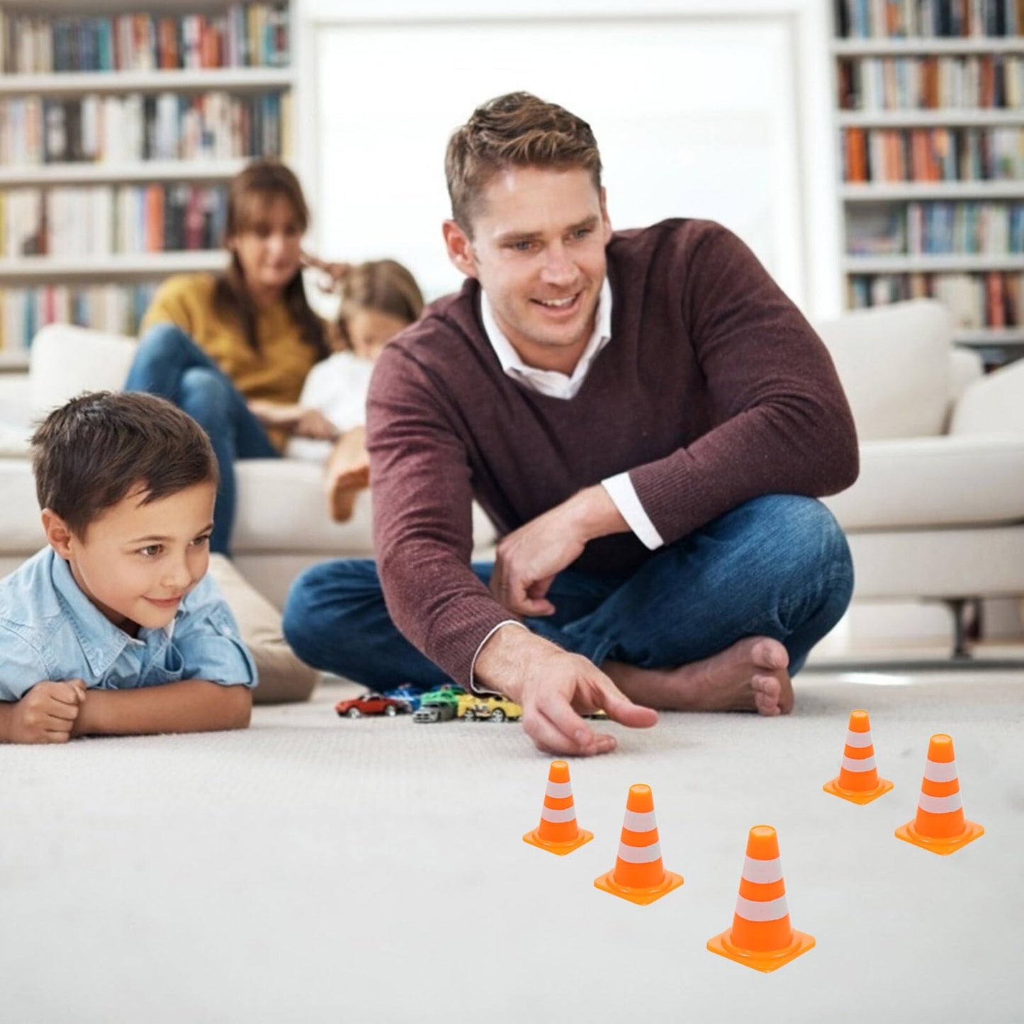 TOPPERFUN 30Pcs Mini Traffic Cones, 1in Mini Cones Orange Small Roadblock Construction Signs, Tiny Traffic Toys Training Scene Roadblocks, Multifunctional Building Theme Party Sports Activity Models
