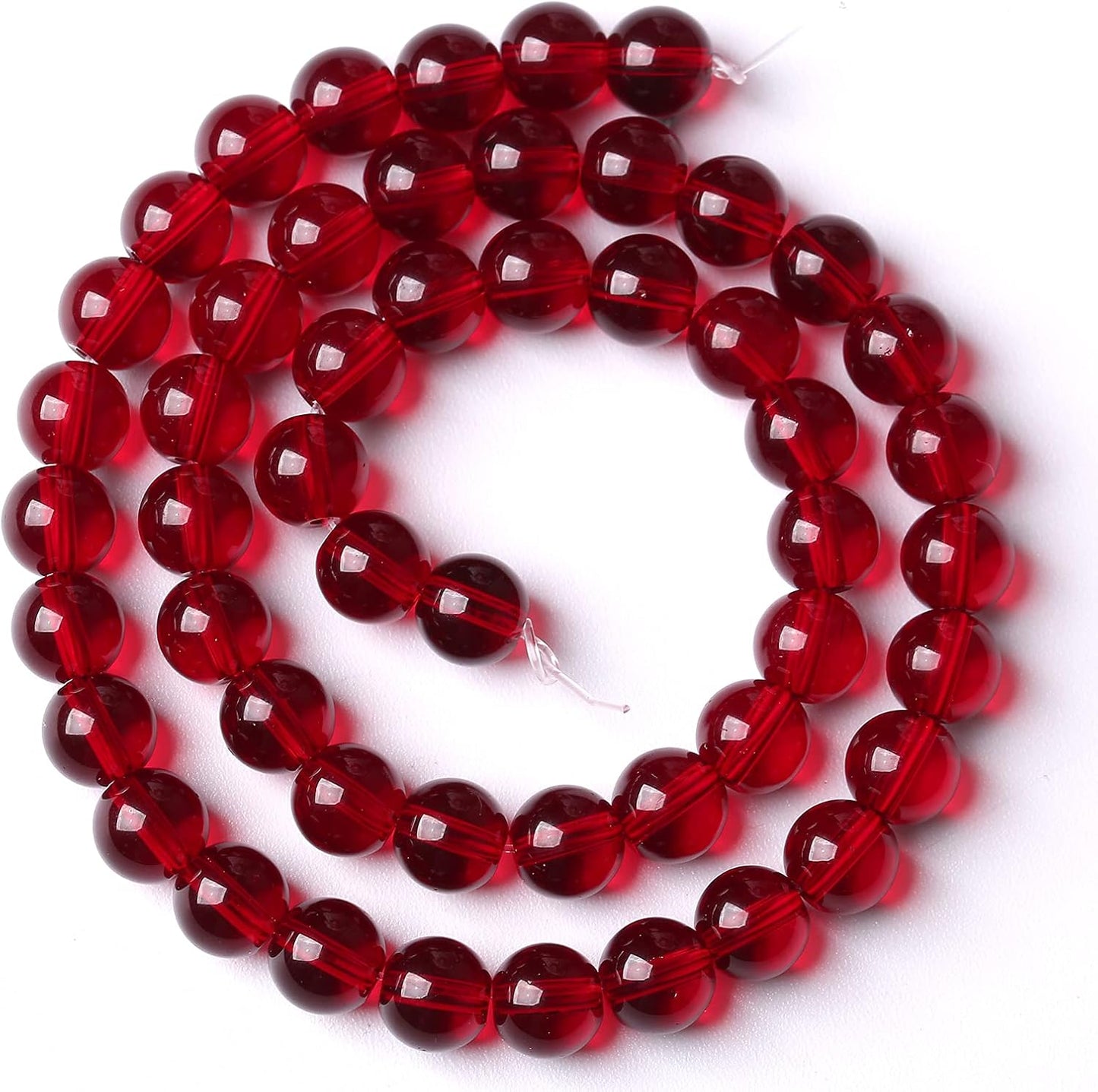 136pcs 6mm Smooth Garnet Red Glass Crystal Round Loose BeadsFor Jewelry Making DIY Bracelet Necklace Accessories 32" 2 Strand