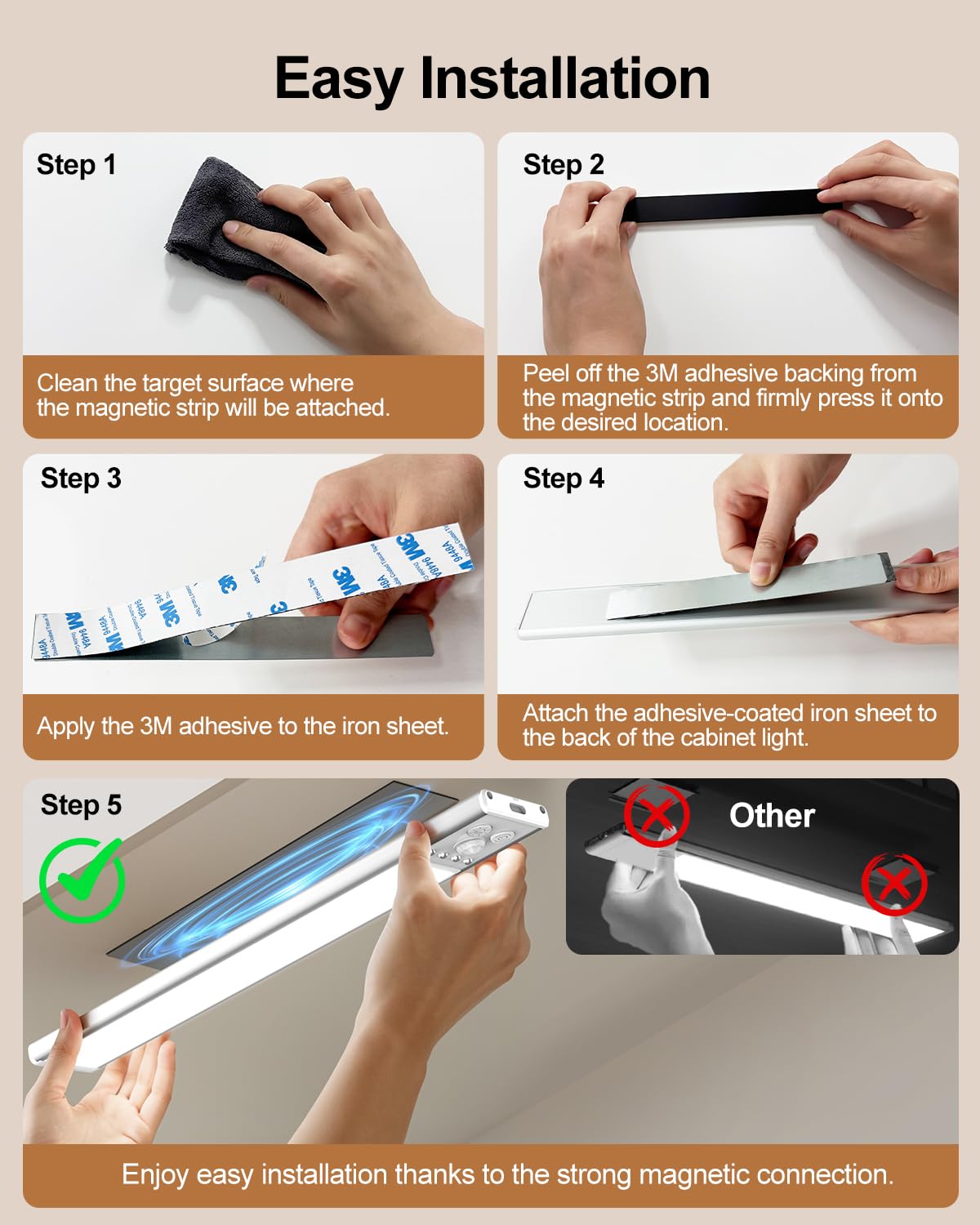 Under Cabinet Lighting  Led Motion Sensor Light Indoor With 3 Color Dimmable  2000Mah Battery Operated Closet Lights Rechargeable Lamp  Magnetic Under Counter Night Lights Used In Cabinet (12 Inches)