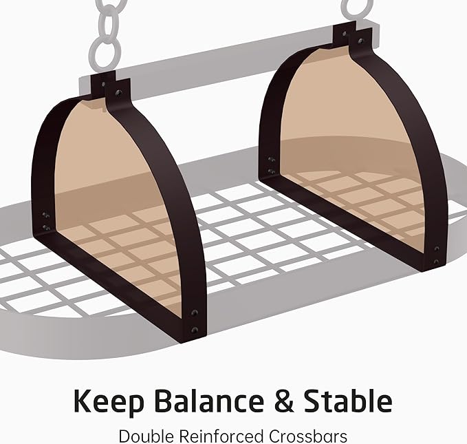 KES 34 Inch Oiled Bronze Hanging Pot Rack, Heavy Duty Oval Pot and Pan Hanging Rack Ceiling Mount, Pot Pan Hangers for Kitchen with 20 Hooks, (For 16" and 24" Joist Mount), KUR221S85-OB