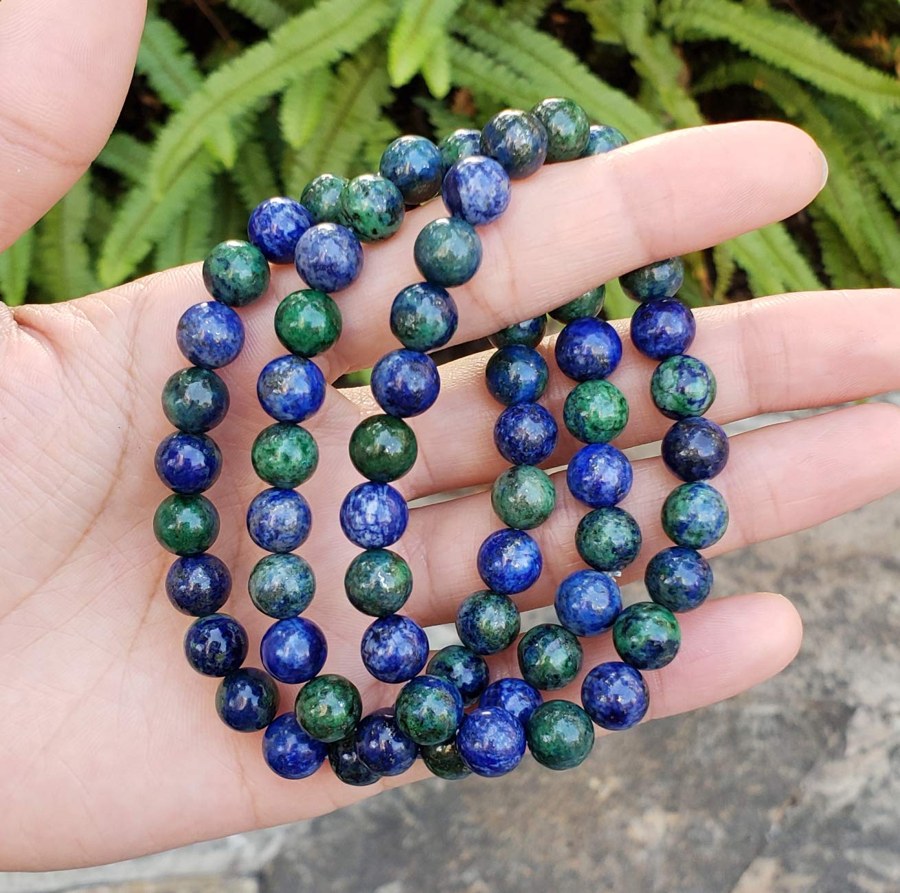 Adabele Real Natural Lapis Chrysocolla Bracelet 8 inch Stretch Gemstone Beaded Bracelet Chakra Healing Crystal Stone Jewelry Wom