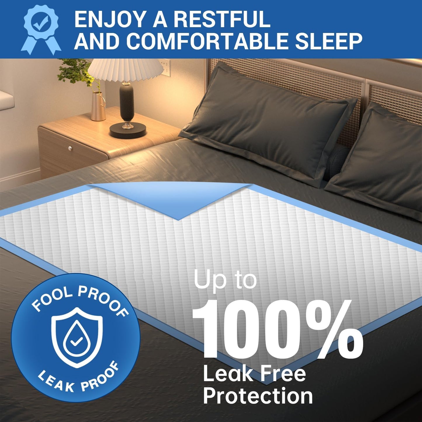 MILDPLUS Bed Pads Disposable 40"X60" Super Absorbent Pee Pads, Oversized Underpads for Adults, Elderly, Pets [150x200CM, 15pcs]
