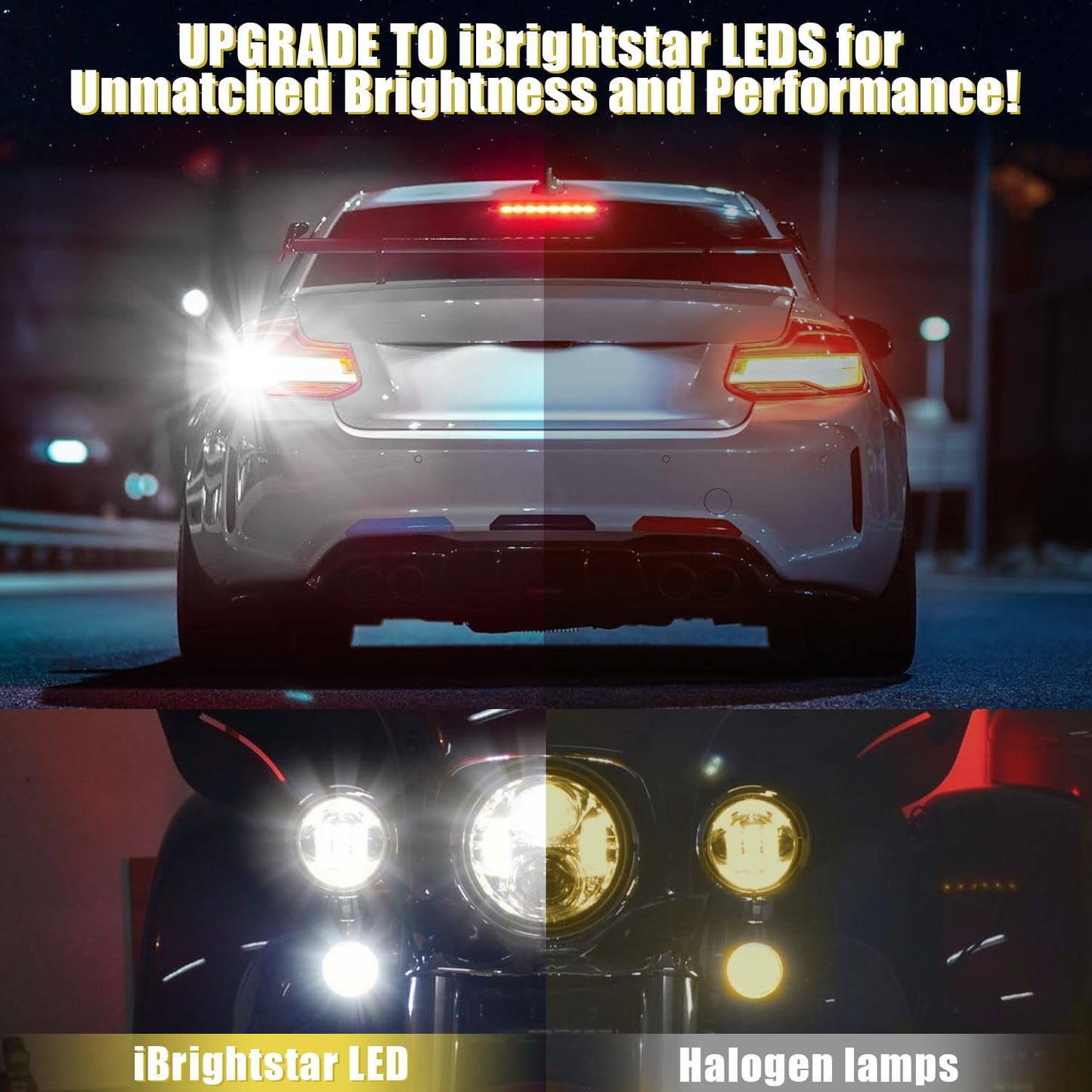 iBrightstar 1156 LED Bulbs, Super Bright Low Power, Aluminum, Xenon White, Model 1156-3014 3030-54 3W, for Backup/Brake