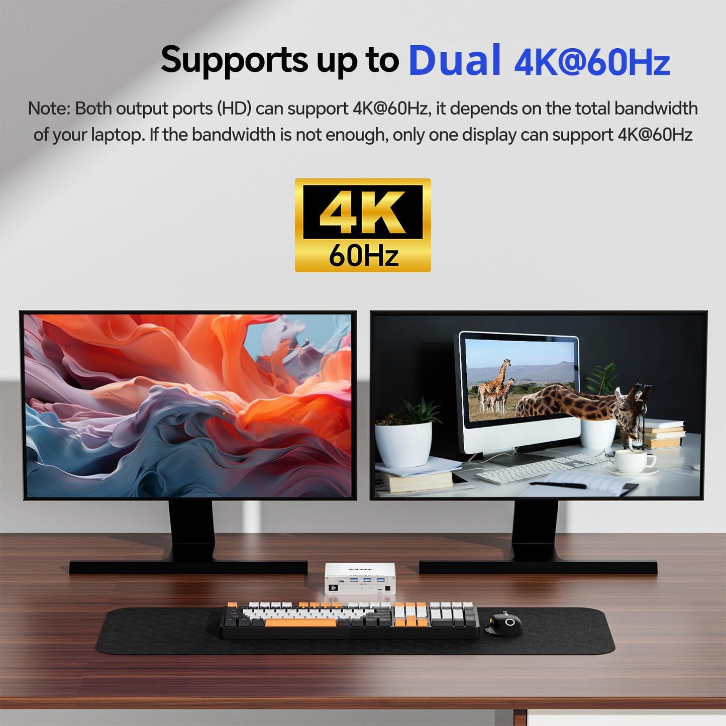 KCEVE 15-in-1 USB C Docking Station KVM Switch, USB 3.0 KVM Switch 2 Laptops 2 Monitors 4K@60Hz, 2 USB-C MST Port, Dual HDMI Out, 80W PD, 5Gbps, Gigabit Ethernet, TF/SD Card, Wired Remote