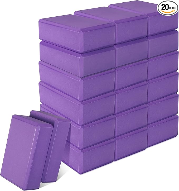 20 Pcs Yoga Blocks Bulk Eva Foam Exercise Brick Purple Non Slip Gymnastic Soft High Density Dance for Girls Women Toning M...