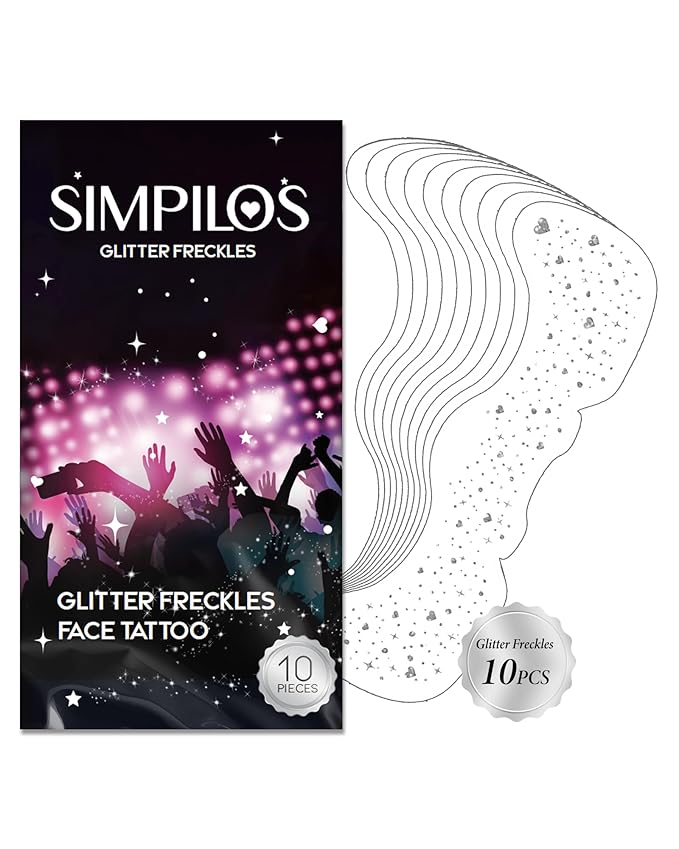 Face Sparkles, Heart Face Glitter for Kids Women Girls, Summer Waterproof Glow Up Singer Concerts Festival Rave Accessories (Silver -Hearted)