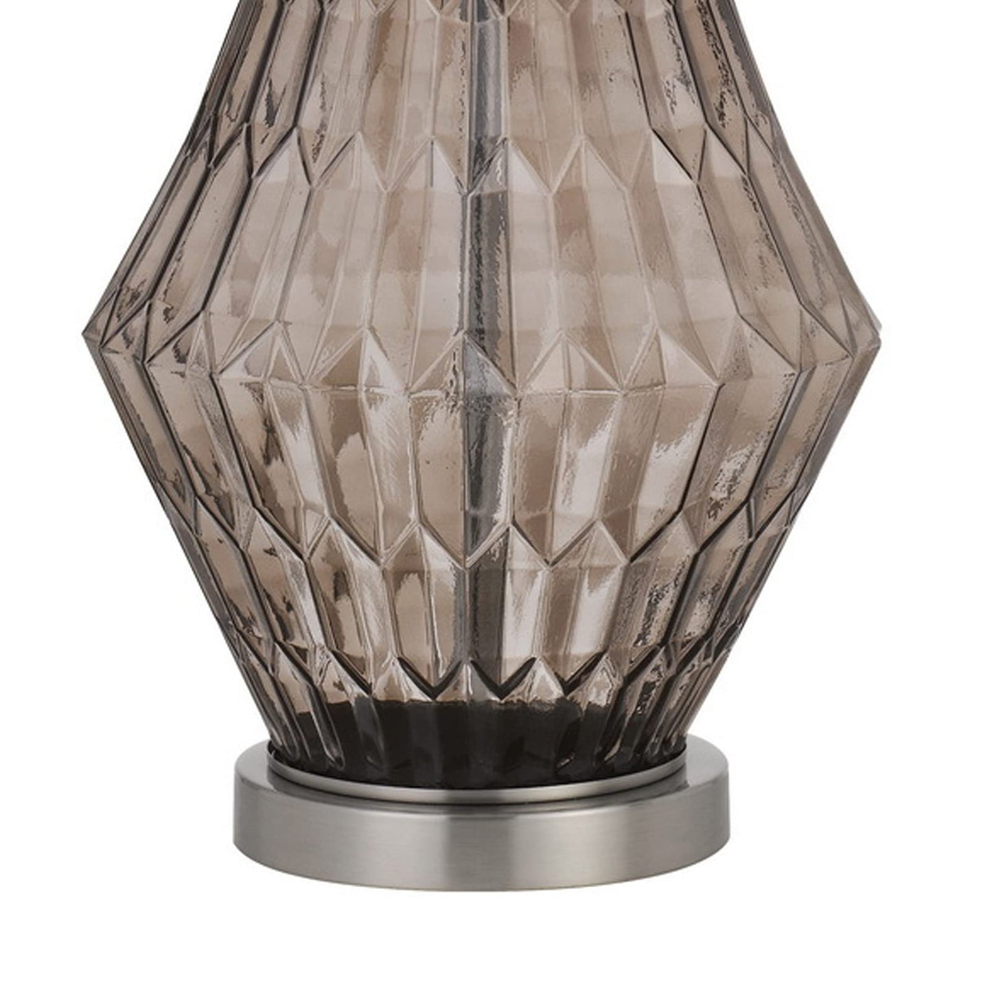 Benzara Glass Table Lamp with Dimmer, Geometric Base, 31 in., Brown, Model BM272317