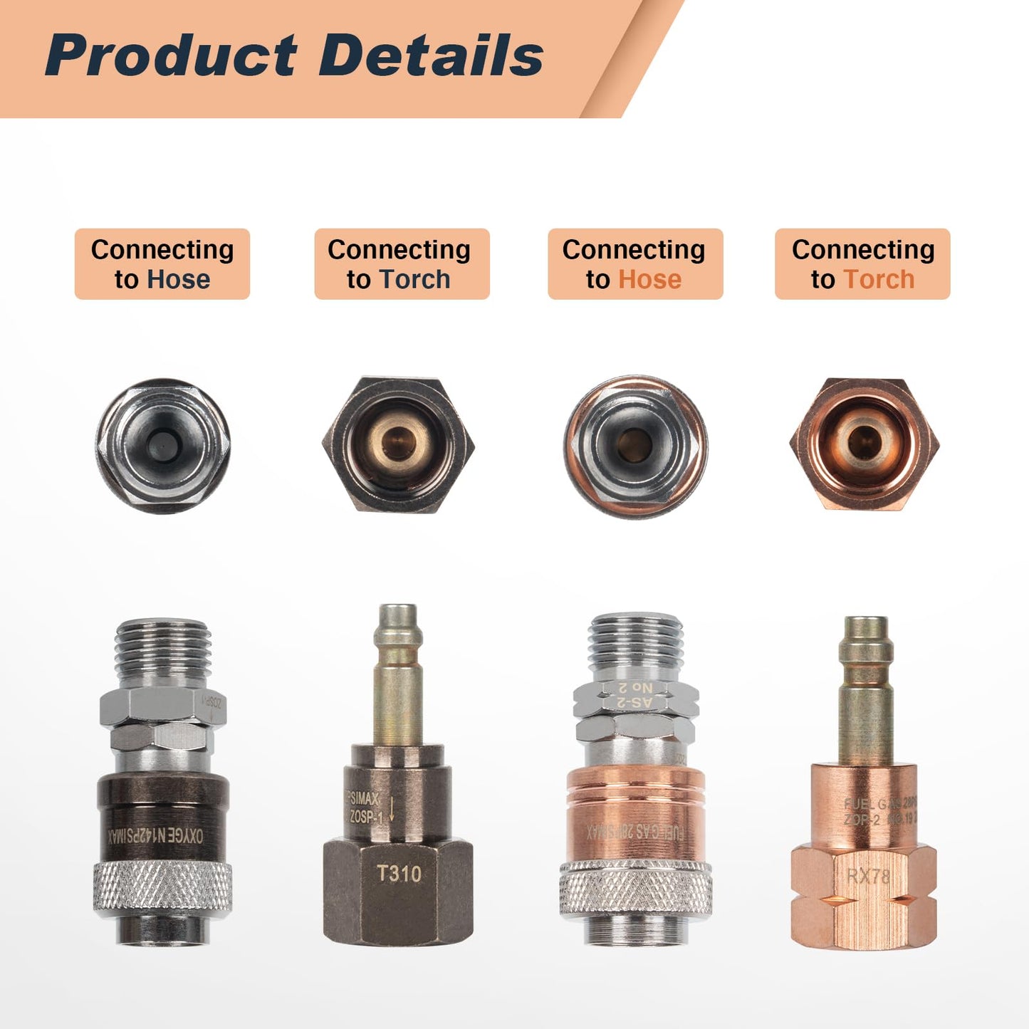 Cutting torch quick connect fittings | Oxy acetylene quick connect fittings | Oxy Fuel Quick Connect Coupler Set