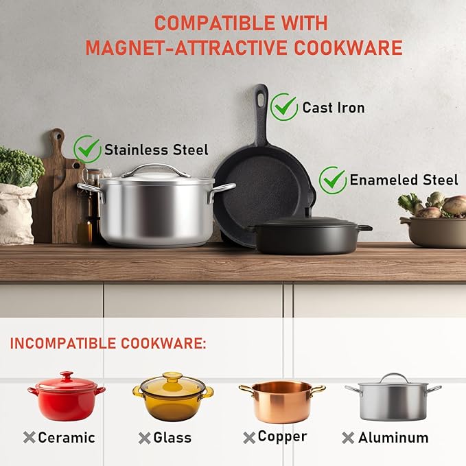 Induction Cooktop, TOPWISH Portable Hot Plate Electric Induction Burner, 10 Temp Levels up to 464°F, 110-120V Electric Stove Top Cooker with High Energy Efficiency & Kids Lock for Cooking, 1600W