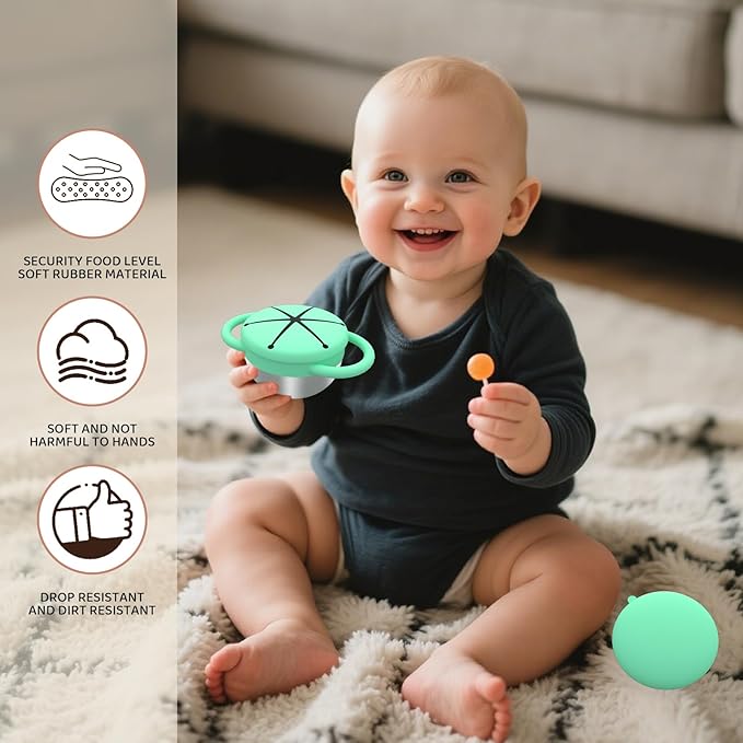 Snack Cups for Toddlers Spill Proof, 2 Pack Toddler Snack Containers with Silicone Lids & Handles, Safe and Durable, Stainless Steel Baby Snack Containers
