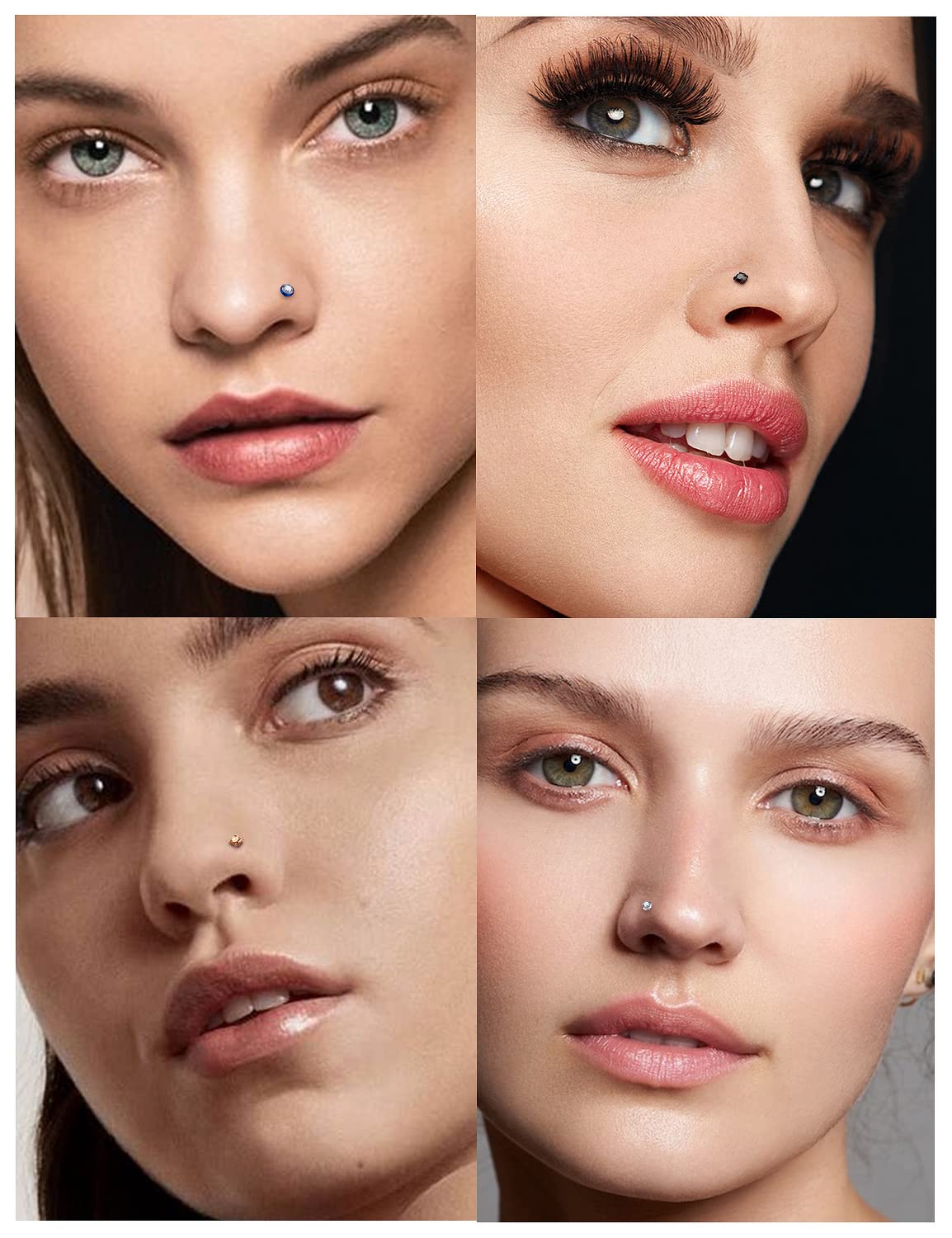 Cisyozi 18G Nose Rings Stud Piercing Jewelry for Women 18 Gauge Stainless Surgical Steel Nose Ring L Shaped Bend Nose Ring stud