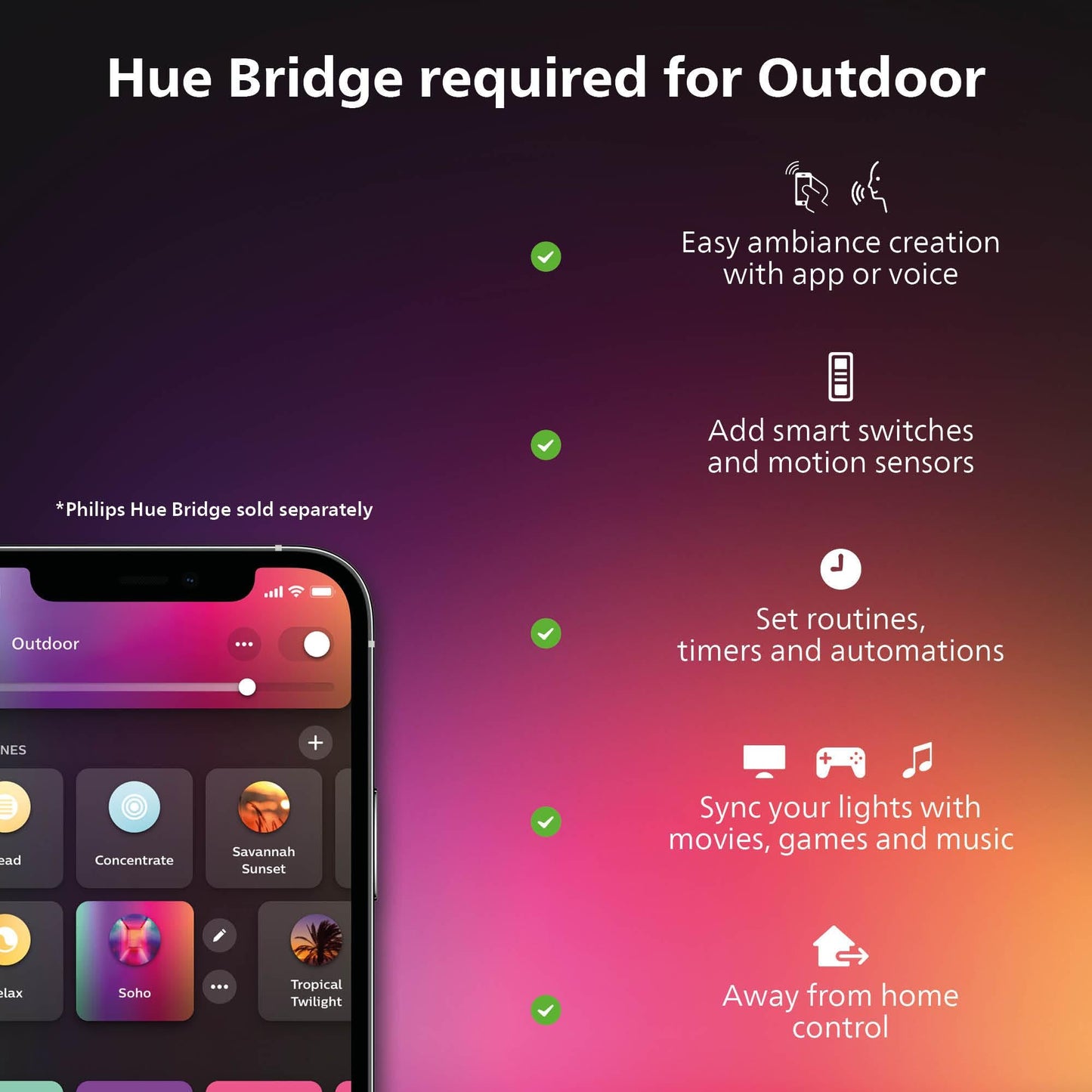 Philips Hue Econic Up Outdoor Smart Wall Light - Black - E26 Color-Changing Led Bulb - 1 Pack - Requires Hue Bridge - Weatherproof