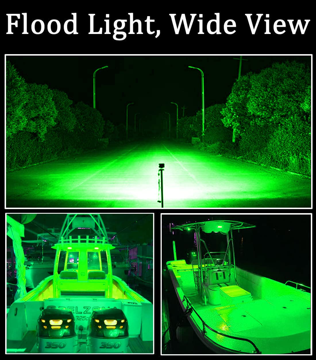 Shangyuan Marine LED Docking Lights, 18W 6 LED, Green, 2pcs for Kayak, Boat, T-top, Deck, Stern Navigation