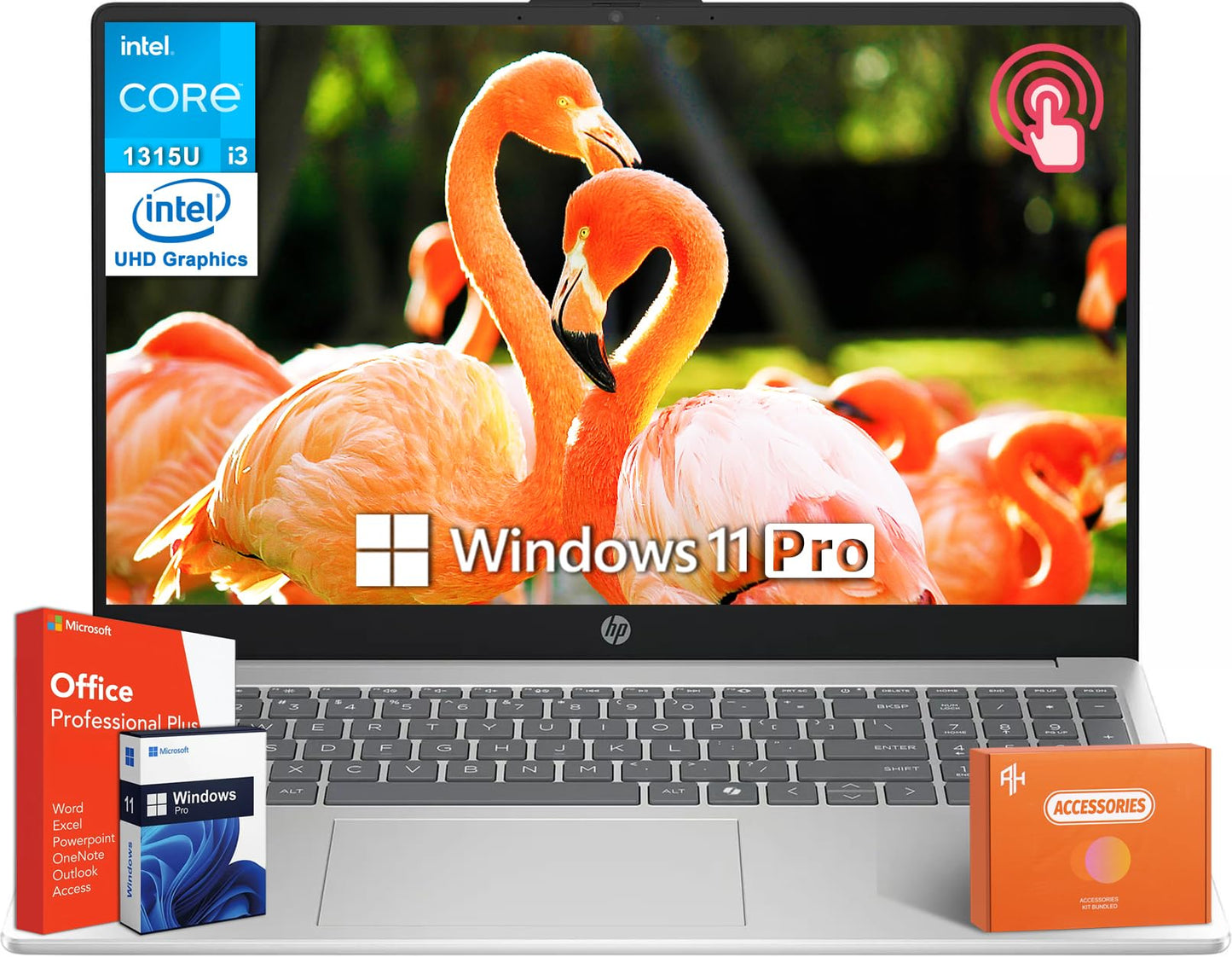 Hp 15.6 Touchscreen Business Laptop Copilot Ai, Microsoft Office Lifetime License & Windows 11 Pro, Intel 13Th Gen Core I3-1315U