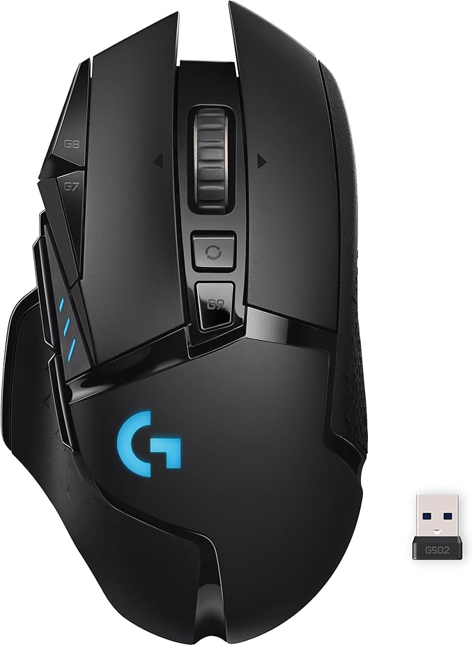 Logitech G502 Lightspeed Wireless Gaming Mouse with Hero 25K Sensor, PowerPlay Compatible, Tunable Weights and Lightsync R...