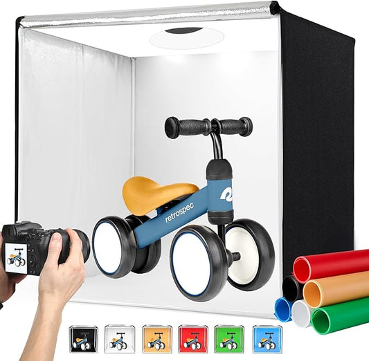ZKEEZM Photo Studio Light Box Photography 32"x32" with 210 LEDs and 6 Colors Backdrops for Product Photography, Foldable P...