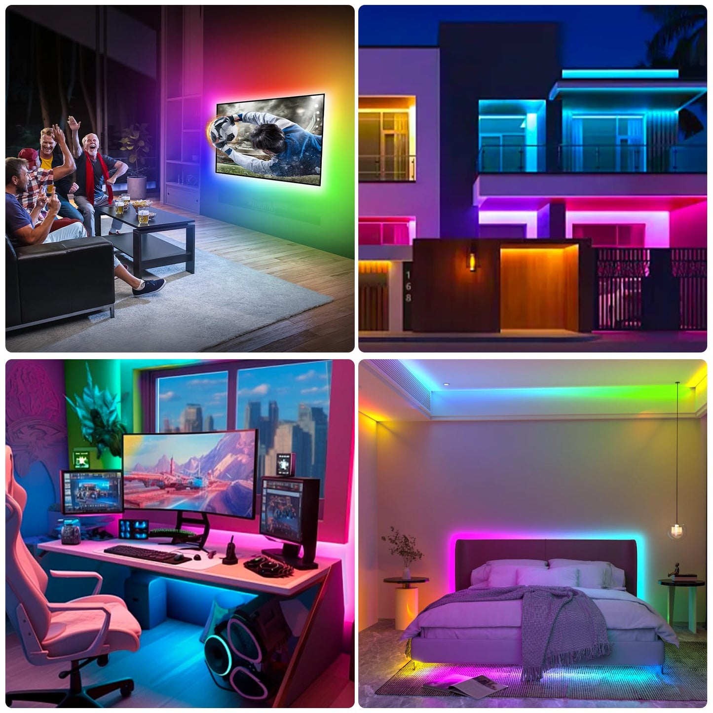 Daymeet Led Tv Backlight - 13.1Ft Rgb Strip Lights For 45-60In Tvs, Music Sync, Bluetooth Control, Dream Colored, Model Xr-Ca-Hcx4M