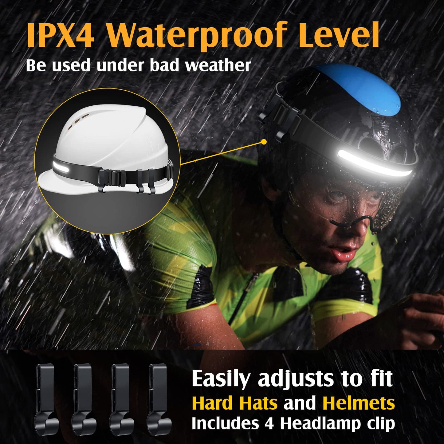Xflyee Led Headlamp Rechargeable, 230° Wide Beam, 6 Modes, Ipx4 Waterproof, Deep Black, Model W678-3, Ideal For Outdoor Activities