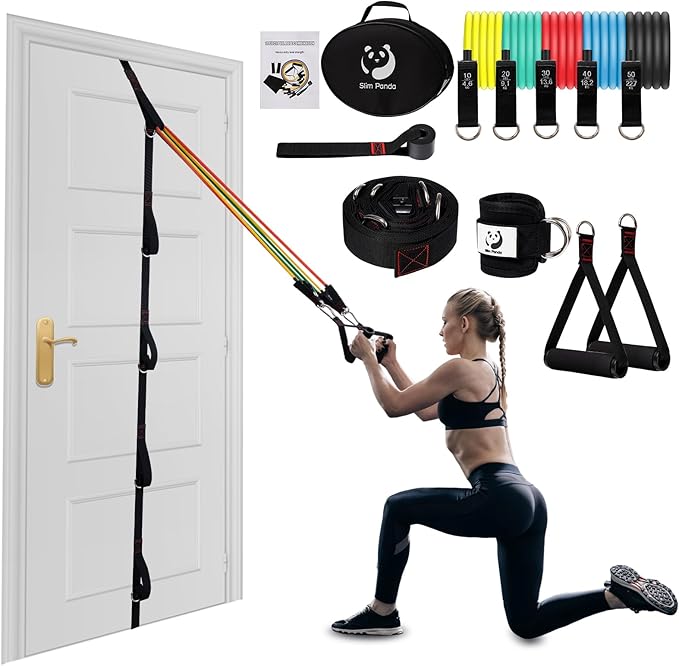 Slim Panda Door Anchor Strap for Resistance Bands, Door Resistance Bands for Workouts, Strength Training, Portable Door Gy...