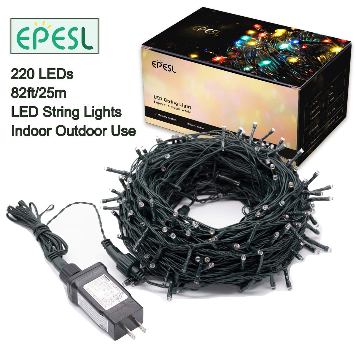 Christmas Tree Lights Blue - 220 Leds 82Ft/25M 8 Modes End-To-End Plug In Outdoor Waterproof Decorative Fairy Twinkle Halloween Indoor String Lights For New Year/Wedding/Thanksgiving Day/Home/Room