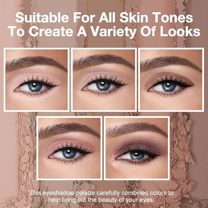 Warm Neutral Rose Brown Eyeshadow Palette – 5 Matte Shades, Soft Pink to Chocolate, Velvety Finish, Natural Everyday to Romantic Eye Looks, Blendable & Travel-Friendly Makeup for Brown Eyes 02#