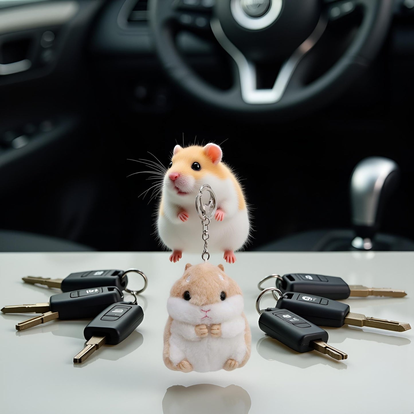 Jowxsx Cute Khaki Plush Hamster Keychain Plush Toy Keychain Charms Wallet Backpack Handbag Charms Automobile Keychains Automotive Trim Women's Key Rings and Keychains Automobile