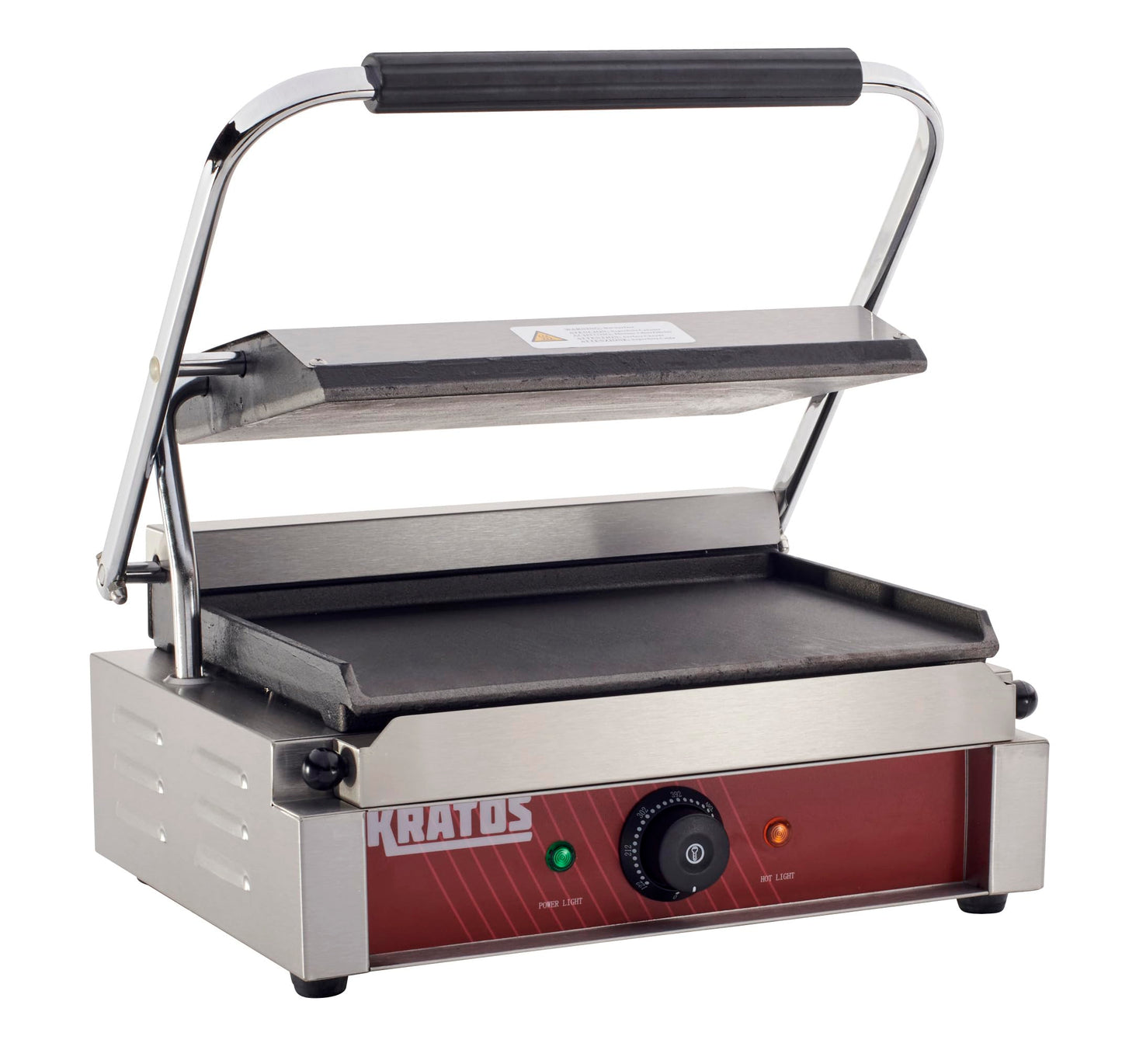 Kratos Commercial Electric Panini Sandwich Grill with Smooth Plates, 14" x 9" Cooking Surface, Commercial Countertop Panini Press, 120V, 1750W (29Y-021)