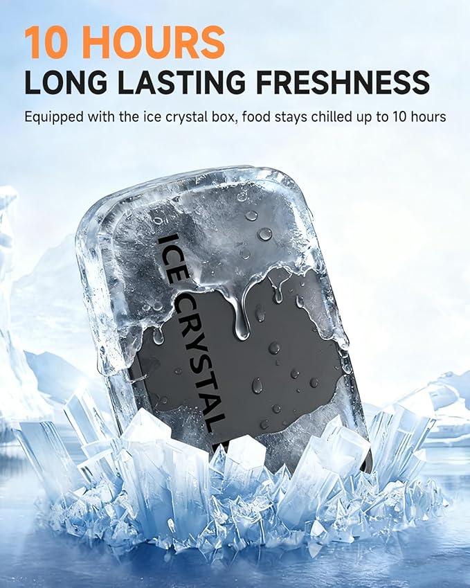 GEARGO 𝟐𝟎𝟐𝟔 𝐔𝐩𝐠𝐫𝐚𝐝𝐞𝐝 Cordless Electric Lunch Box, 6.3 Cups & 20000mAh Rechargeable Heated Lunch Box with Ice Crystal Box, 24 Hours Scheduled Self Heating Lunchbox For Men Women