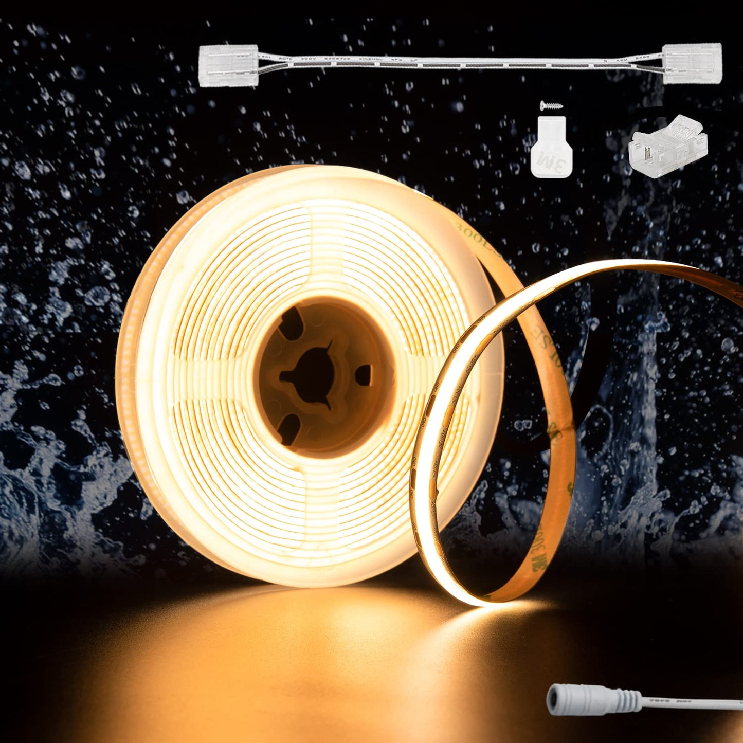 PAUTIX COB LED Strip 18ft, Warm White 2700K, IP65, 2772 LEDs, Flexible Vinyl Tape Lights, Model WW50412V-COB-5.
