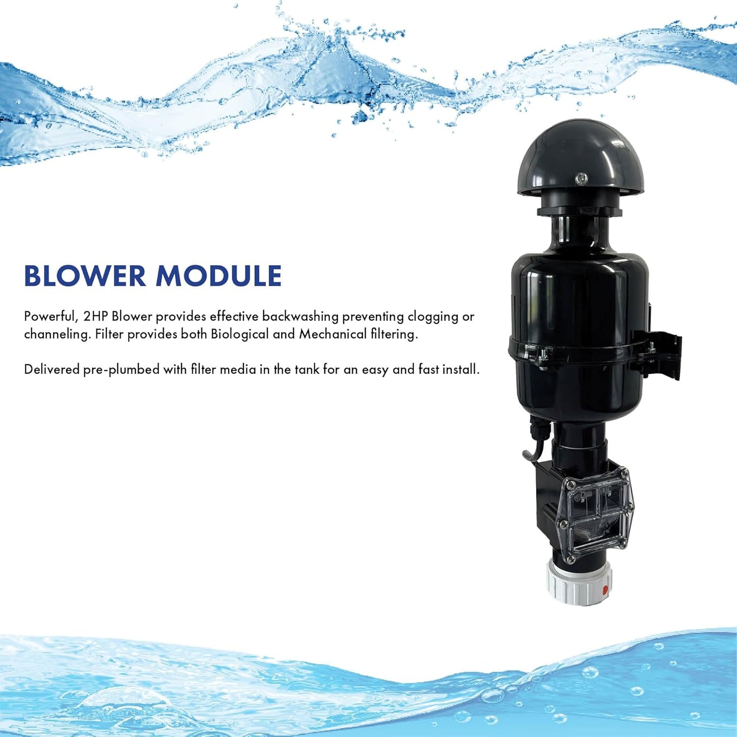 HALF OFF PONDS Simply Clear Koi Pond Filter System with 2HP Blower, UV Clarifier & 4,500 GPH Pump – Filters Ponds Up to 5,000 Gallons – Complete Kit with Bio Media, Multiport Valve, Gauge