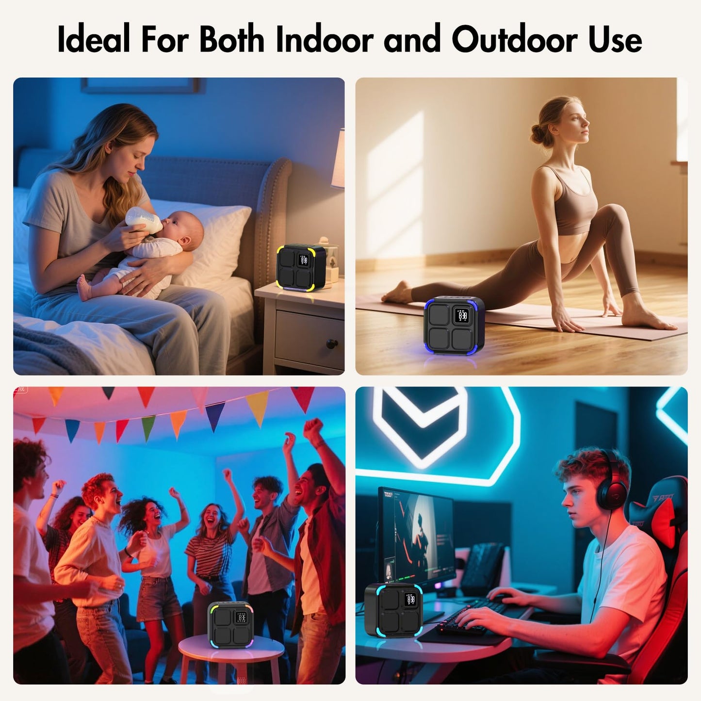 Sound Machine White Noise Machine with 30 Soothing Sounds, 10W Bluetooth Wireless Speaker Alarm Clock with Lights, Rechargeable Sleep Machine with Timer, Gifts for Boys Girls Baby Kids Teens Adults