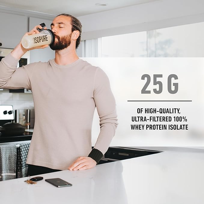 Isopure Zero Carb 100% Pure Whey Isolate Protein Powder, Lactose Free, Gluten Free, With Vitamins, Cookies & Cream, 25g Protein Per Serving, 1 Lb, 15 Servings (Packaging May Vary)