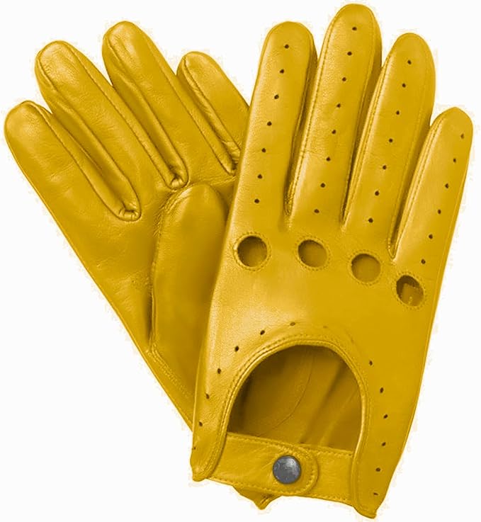 Sheepskin Chauffeur Driving Gloves - Mustard
