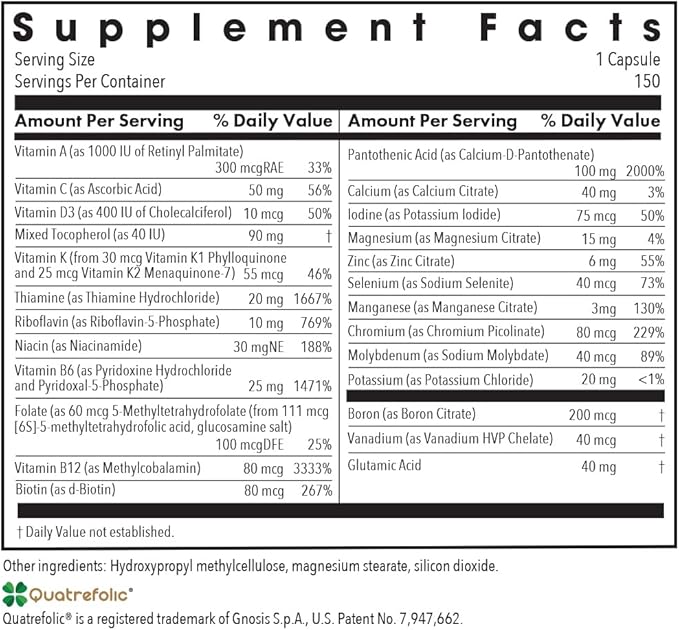 Allergy Research Group Multi-Vi-Min Without Copper & Iron - Multivitamin for Men & Women, Mineral Complex, Active Nutrients, with Iodine - 150 Count