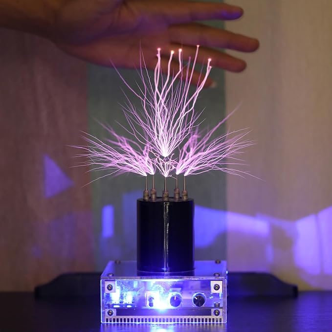 JZENT Bluetooth Music Tesla Coil SSTC Desktop Toy Plasma Loudspeaker Arc Generator Wireless Transmission Teaching Demonstration Experiment Model for boys JE-19