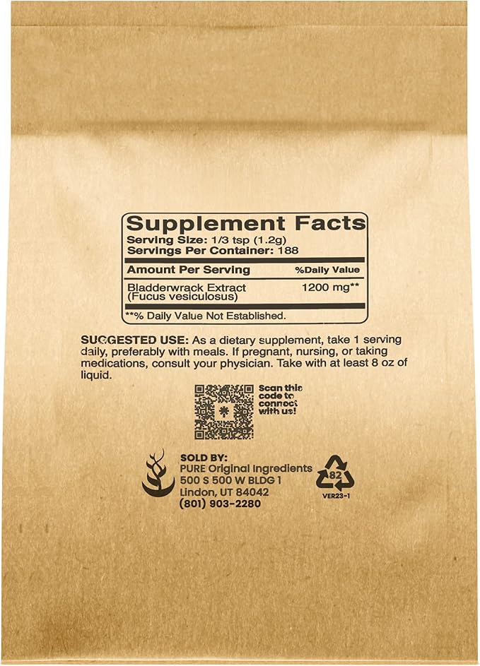 PURE ORIGINAL INGREDIENTS Bladderwrack Powder (8oz) Fucus Vesiculosus, Herbal Supplement