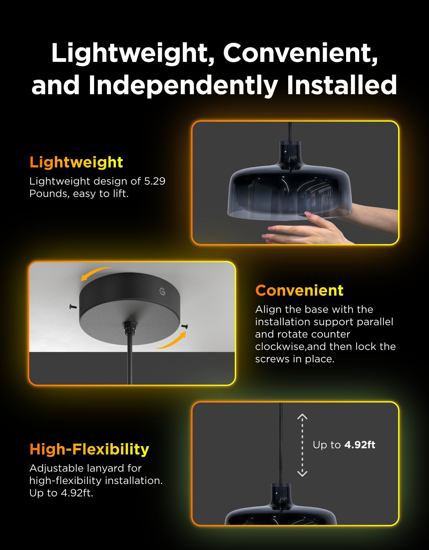 Govee Pendant Light for Kitchen Island, Three-Layer RGBIC Smart Lighting, Matter Compatible, 1300LM 2700K-6500K Dimmable Black Hanging Light Fixture Works with Alexa, Adjustable Height for Dining Room