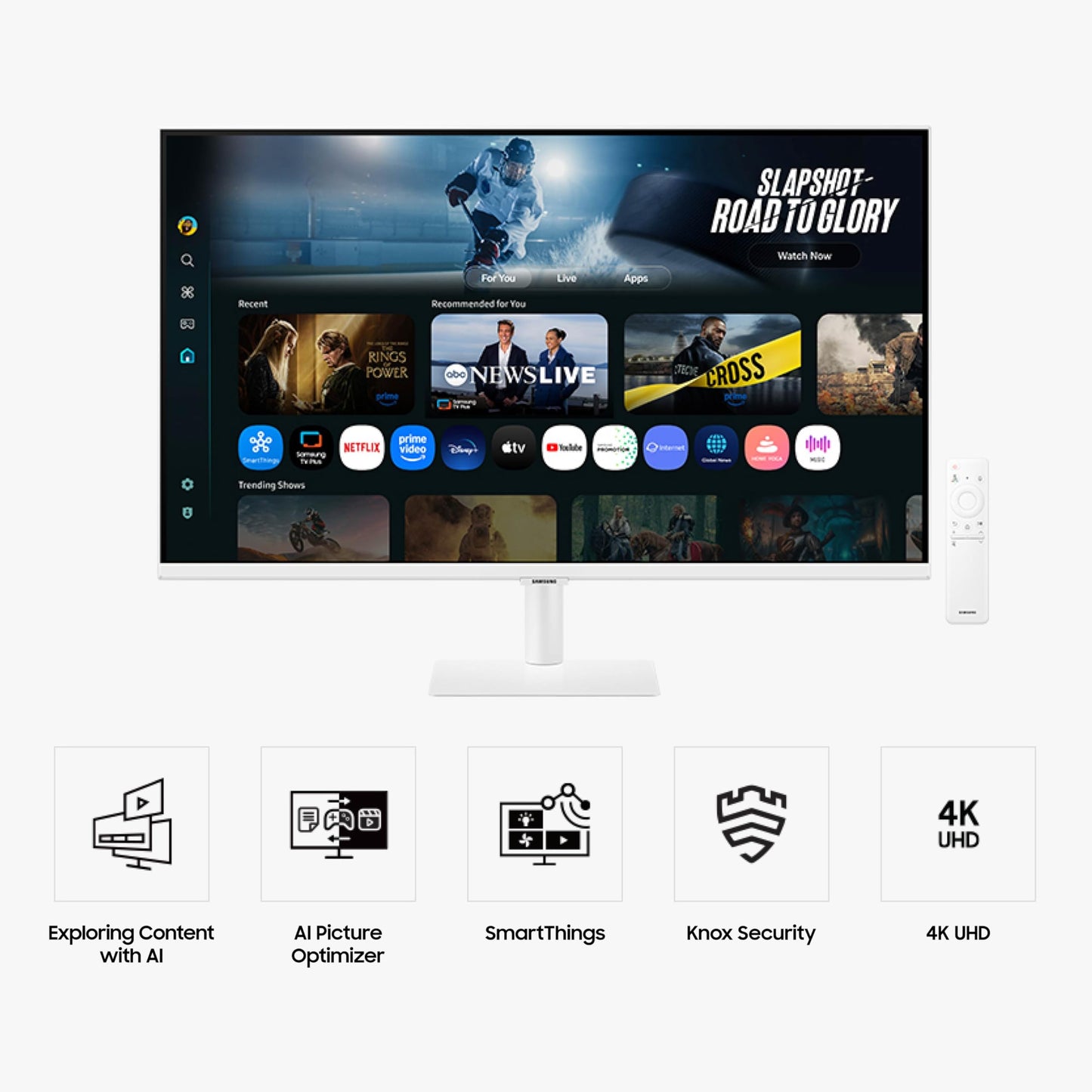 Samsung 32    Smart Monitor M7 (M70F) 4K Uhd Display, Samsung Vision Ai, Smart Tv Apps, Gaming Hub, Usb-C, Hdmi And Usb-A, White