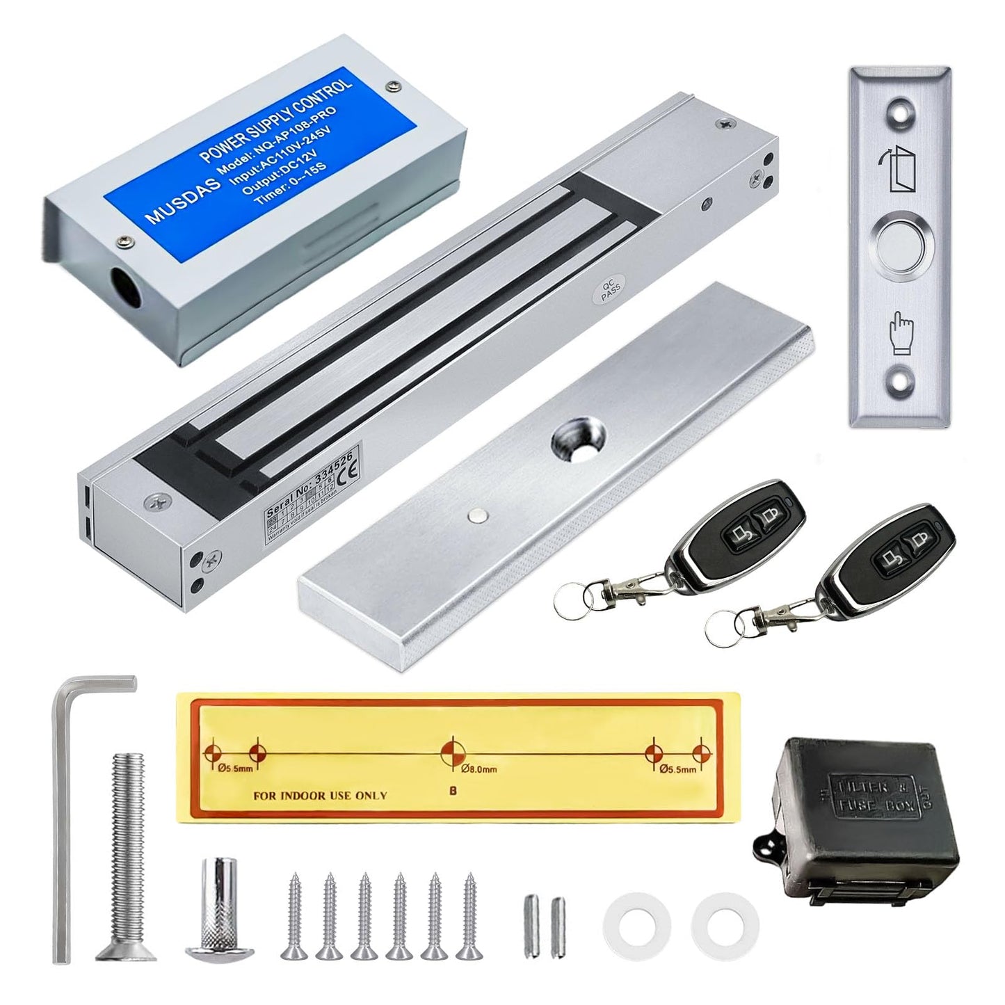 Upgrade Electric Magnetic Lock for Door 600lb Electromagnetic Door Lock Kit Access Control System, 2 Remote Control, Built-in Door Buzzer Entry System