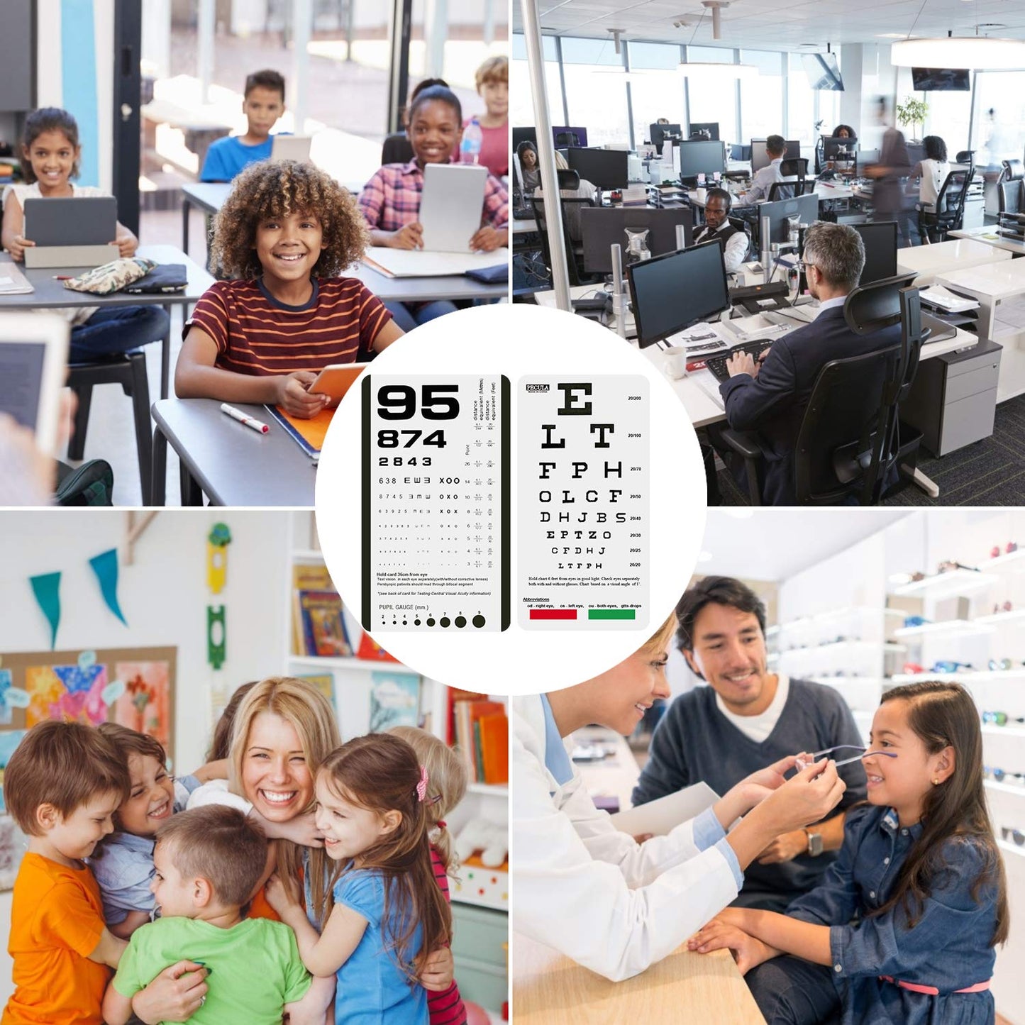 PECULA Eye Chart, Pocket Eye Charts, Snellen and Rosenbaum Pocket Eye Chart for Eye Exams (2 in 1)