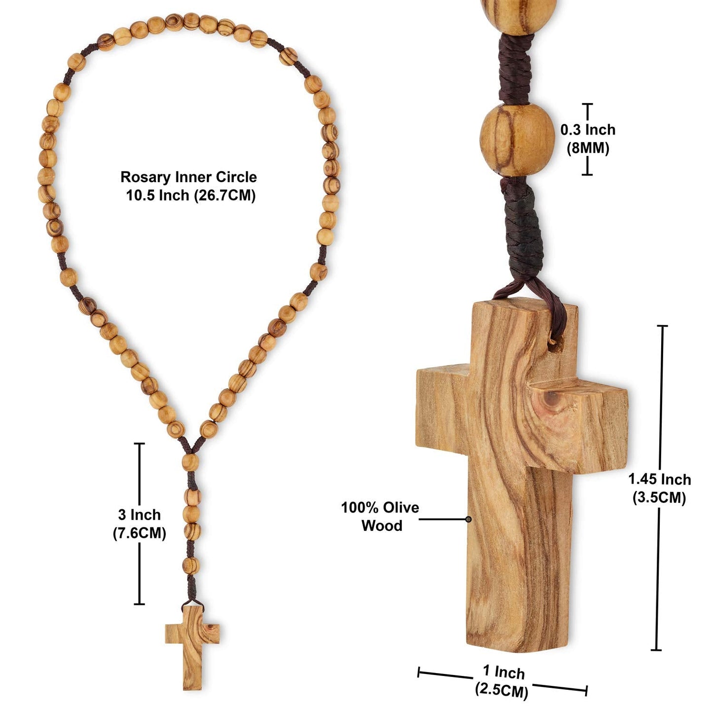 Bethlehem 2-Pack Certified Wooden Rosary from Olive Wood - Our Father Christian Catholic Wooden Prayer Beads in Cotton Rosary Po