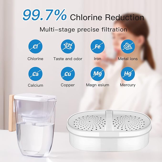 Water Filter Pitcher, 200-Gallons Long-Life 10-Cup Pitcher with 1 Filter, 5X Times Lifetime, Reduces PFAS, PFOA/PFOS, Fluoride, Chlorine, Rust, Microplastics, BPA Free, Clear, Lasts 3 Months