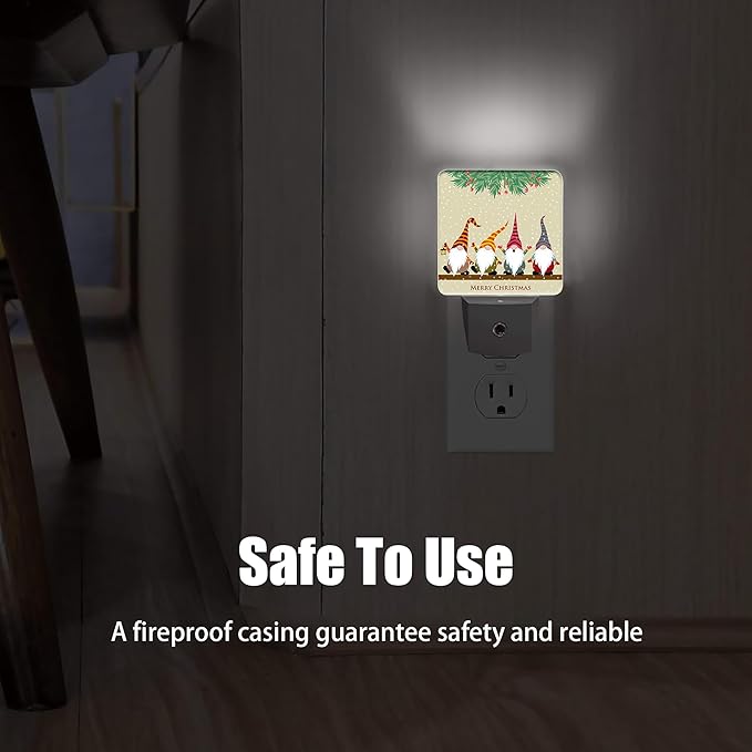 Christmas Santa Claus Dusk to Dawn Night Light, Auto Sensor Lamp Home Indoor Stairway Kitchen Corridor, Night Lights Plug into Wall Decor, Boys Girls Women Men Room Gifts