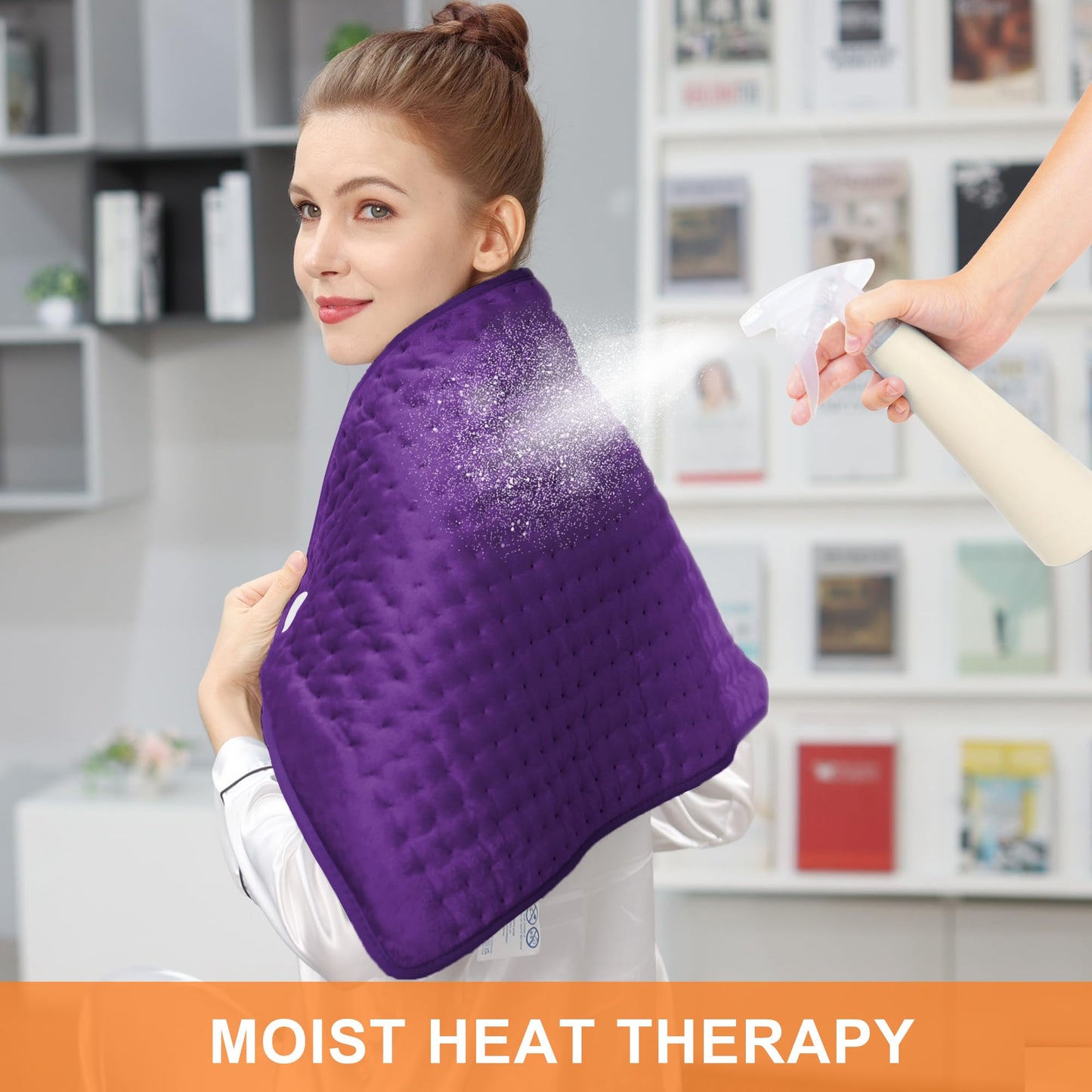 Deepsoon Heating Pad,Electric Heating Pads for Back,Neck,Abdomen,Moist Heating Pad for Shoulder,Knee,Arms,Legs,Dry/Moist Heat & Auto Shut Off,Christmas Gifts for Men and Women,Dark Purple,33x17 Inch