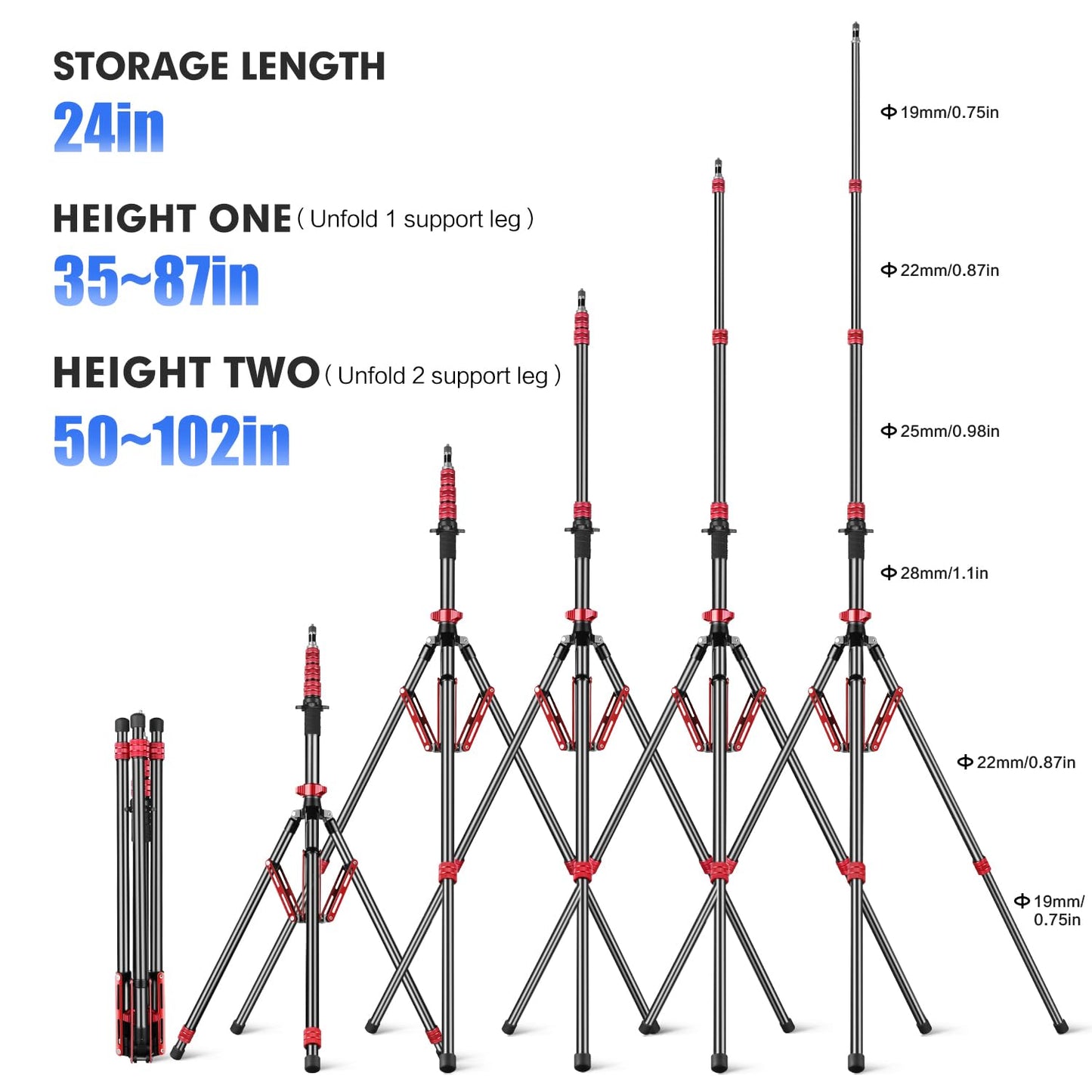 FreeSea Light Stand Aluminum, Adjustable Tripod Stand for Photography, 260cm/102inch Studio Sturdy Tripod for Speedlite Flash Softbox Strobe Light Camera with Carrying Bag