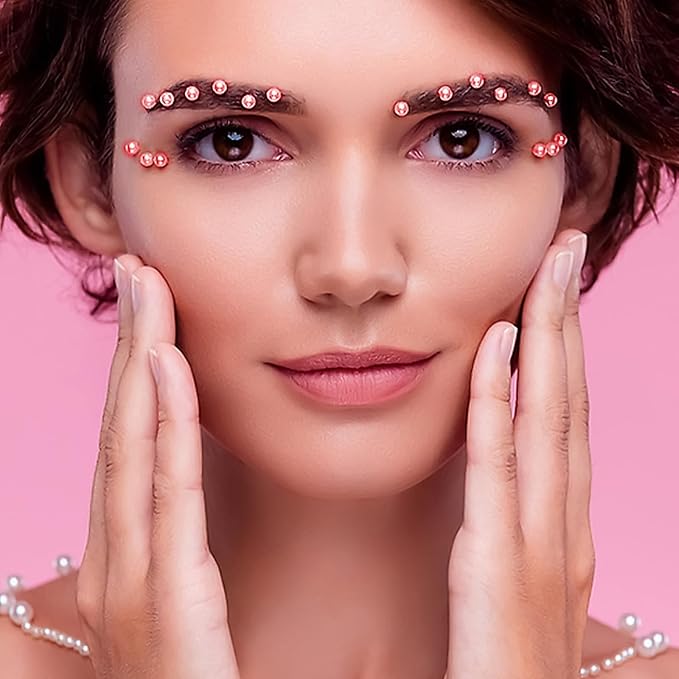 Rhinestone Stickers for Crafts Clear Crystal Tweezers Decals Face Gems Pearls for Makeup Stick on Body 3/4/5/6MM Pink Hair Nails Craft DIY Gems for Nails Makeup Decor 975PCS